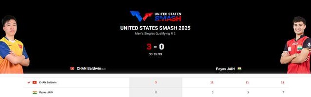 陈颢桦3比0横扫贾恩晋级WTT美国大满贯男单次轮