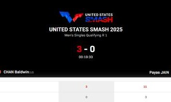 陈颢桦3比0横扫贾恩晋级WTT美国大满贯男单次轮